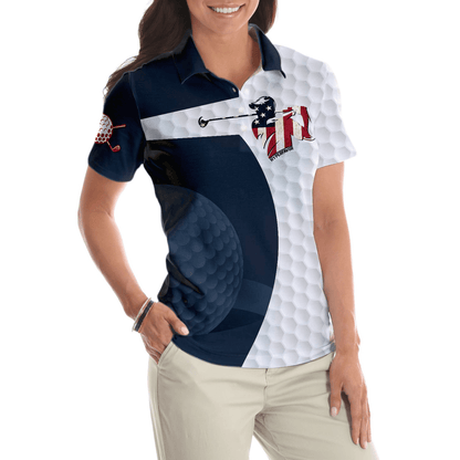 Golf Women Polo Shirt, Golf Swing American Flag, Golf Ball Texture Women Polo Shirts, Best Golfing Gift For Female Golfers, Ladies, Golf Lovers - Amzanimalsgift