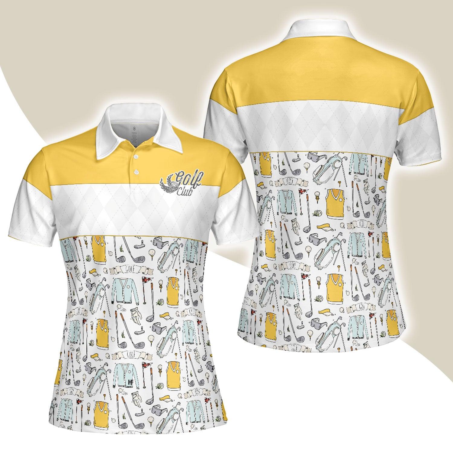 Golf Women Polo Shirt, Golf Symbol And Golf Life In Yellow Women Polo Shirts, Perfect Gift For Ladies, Golfers, Golf Lovers - Amzanimalsgift