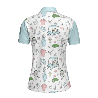 Golf Women Polo Shirt, Golf Symbol Pattern, Golf Life In Blue Women Polo Shirts, Gift For Ladies, Team Female Golfers, Golf Lovers - Amzanimalsgift