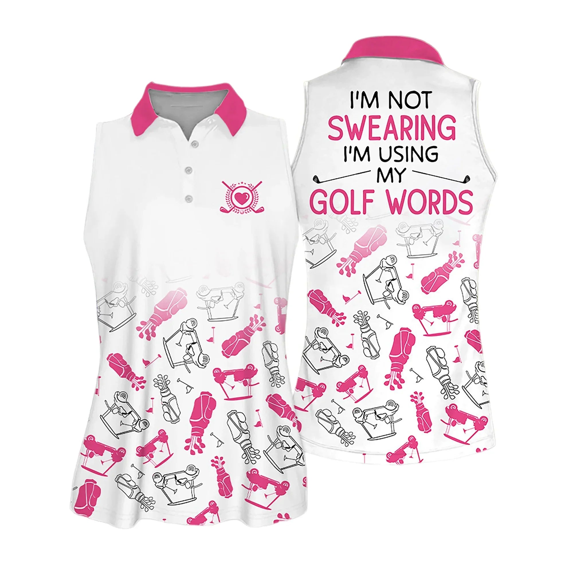 Golf Women Polo Shirt, Golf Symbol Pattern I'm Using My Golf Words Multicolor Women Polo Shirt - Gift For Mother's Day, Golfers, Female, Golf Lovers - Amzanimalsgift