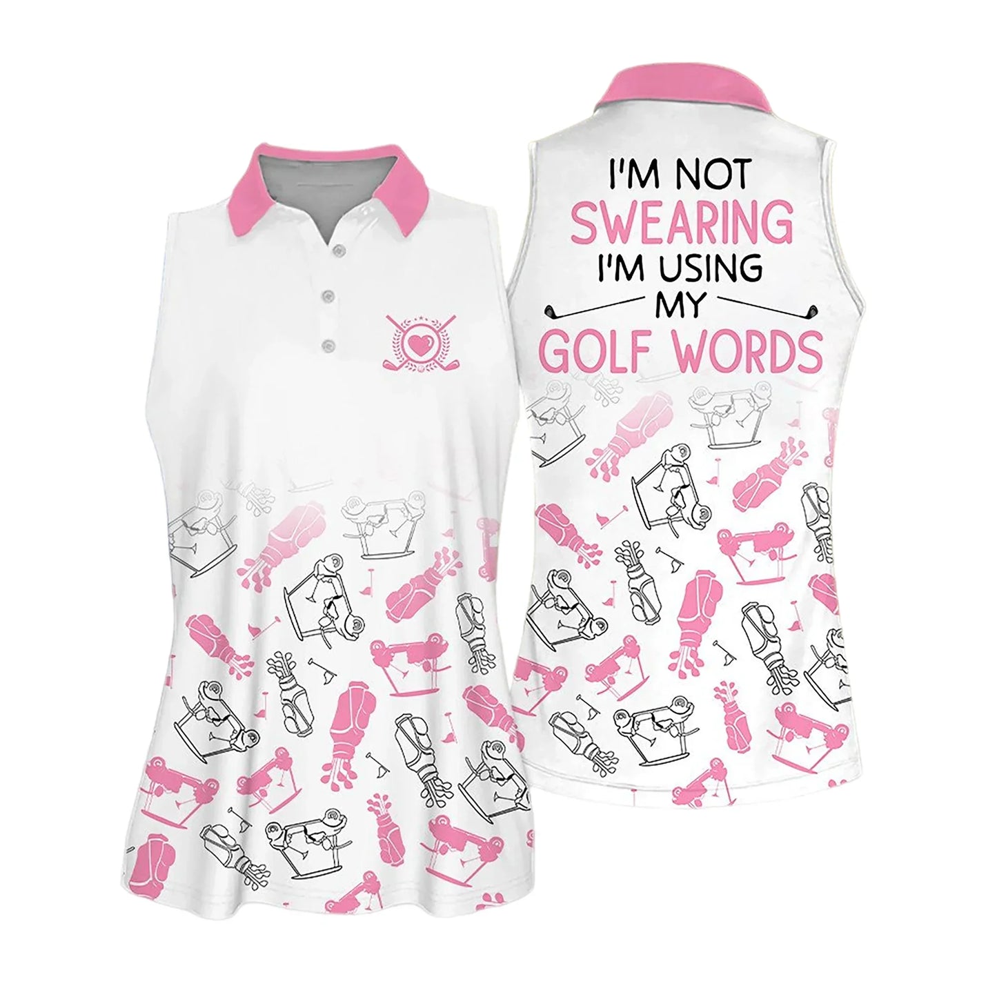 Golf Women Polo Shirt, Golf Symbol Pattern I'm Using My Golf Words Multicolor Women Polo Shirt - Gift For Mother's Day, Golfers, Female, Golf Lovers - Amzanimalsgift