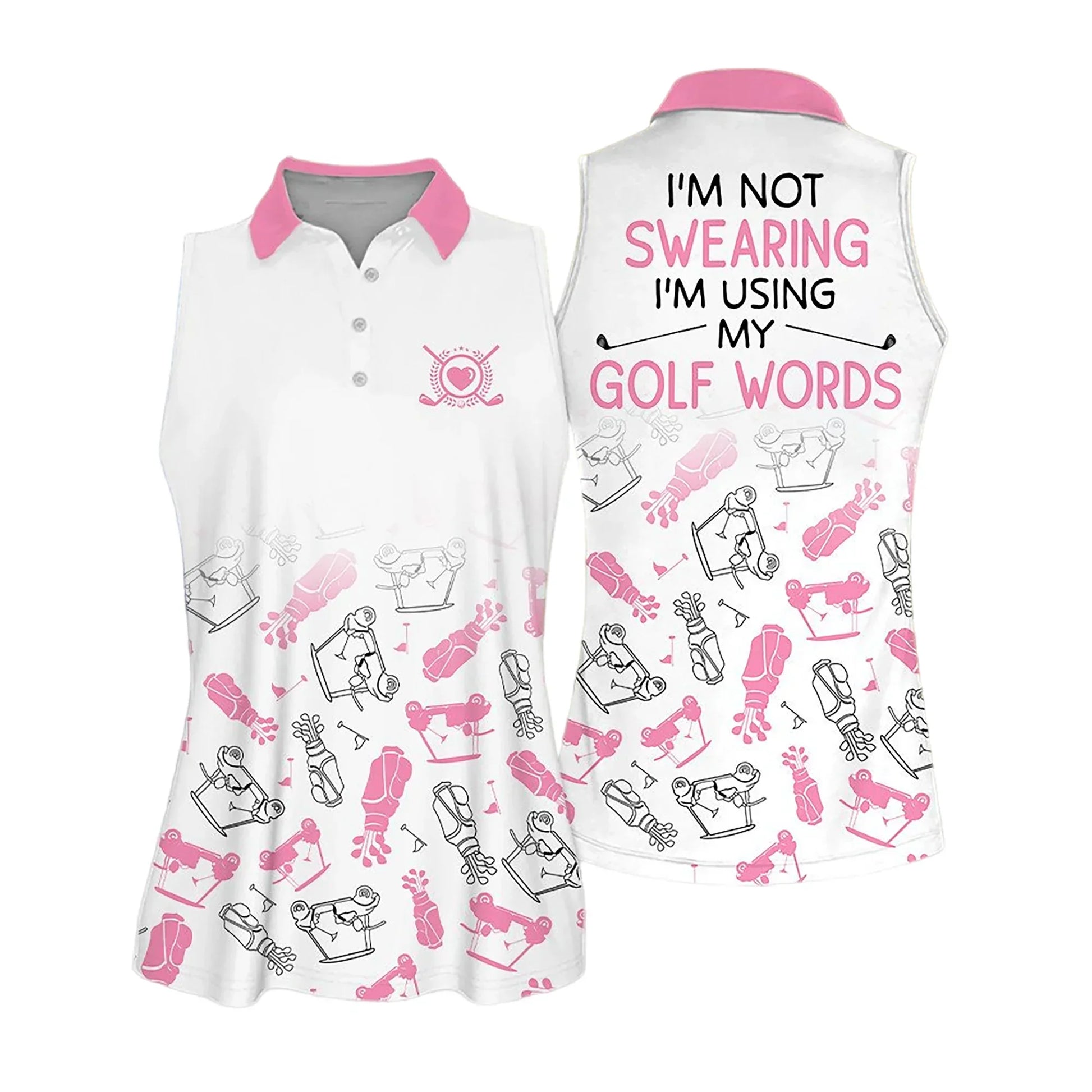 Golf Women Polo Shirt, Golf Symbol Pattern I'm Using My Golf Words Multicolor Women Polo Shirt - Gift For Mother's Day, Golfers, Female, Golf Lovers - Amzanimalsgift