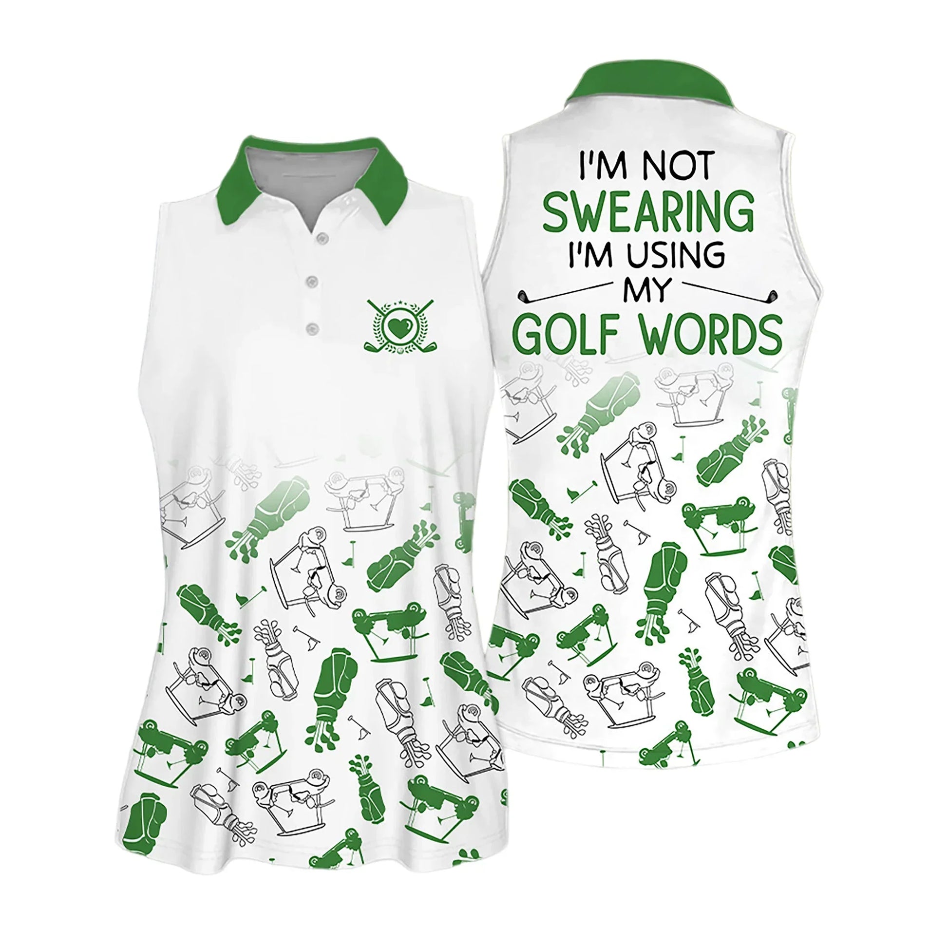 Golf Women Polo Shirt, Golf Symbol Pattern I'm Using My Golf Words Multicolor Women Polo Shirt - Gift For Mother's Day, Golfers, Female, Golf Lovers - Amzanimalsgift