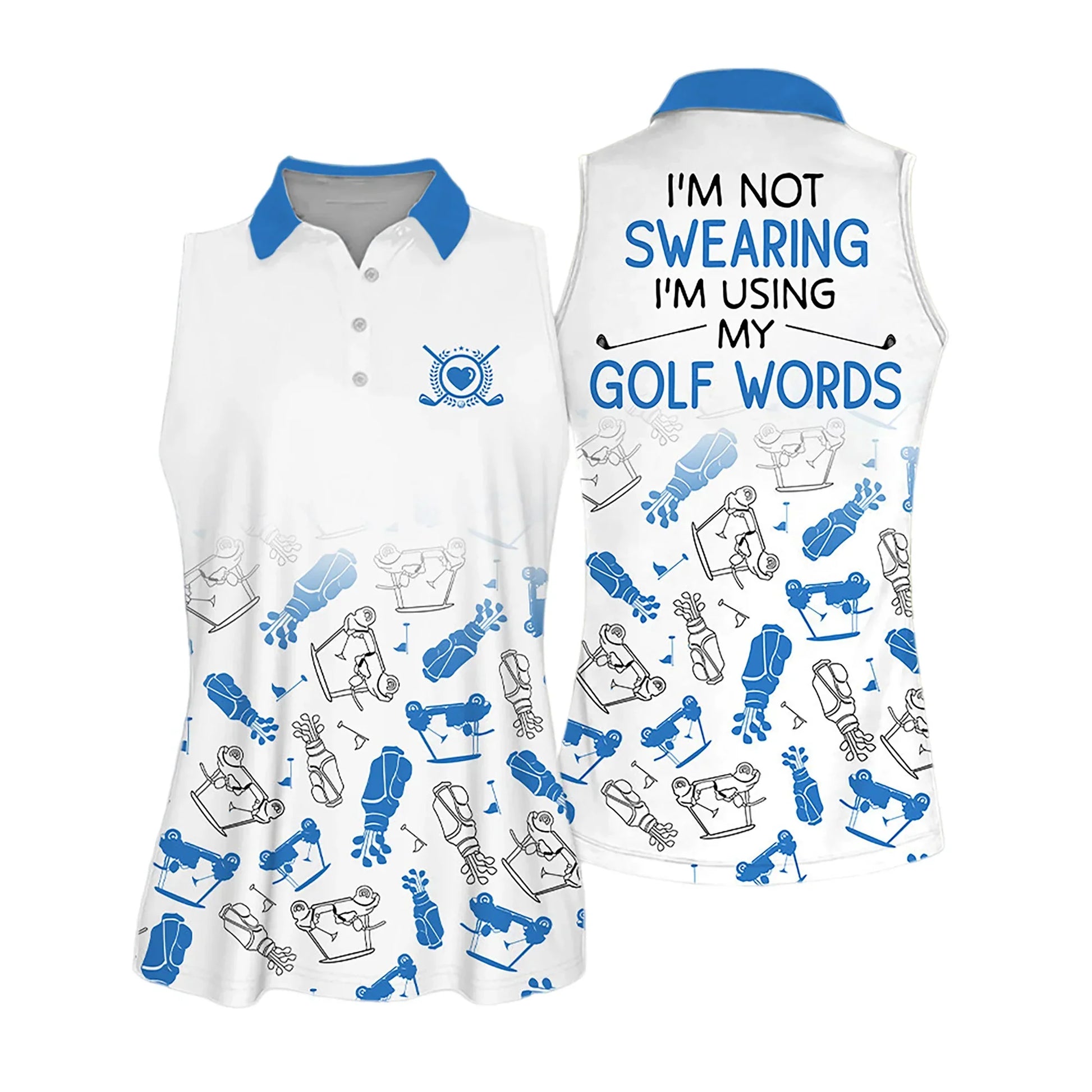 Golf Women Polo Shirt, Golf Symbol Pattern I'm Using My Golf Words Multicolor Women Polo Shirt - Gift For Mother's Day, Golfers, Female, Golf Lovers - Amzanimalsgift