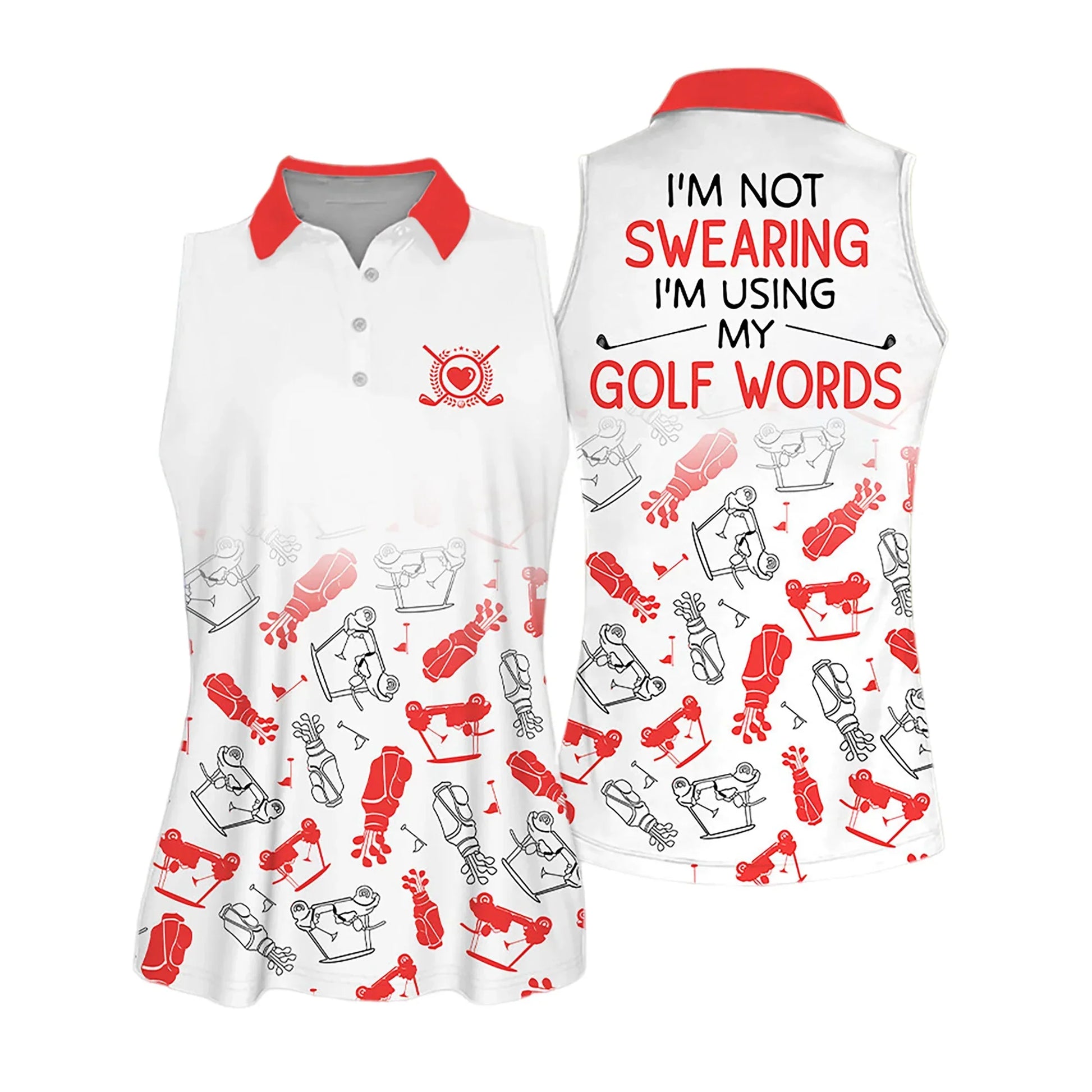 Golf Women Polo Shirt, Golf Symbol Pattern I'm Using My Golf Words Multicolor Women Polo Shirt - Gift For Mother's Day, Golfers, Female, Golf Lovers - Amzanimalsgift