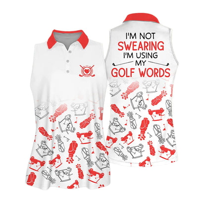 Golf Women Polo Shirt, Golf Symbol Pattern I'm Using My Golf Words Multicolor Women Polo Shirt - Gift For Mother's Day, Golfers, Female, Golf Lovers - Amzanimalsgift