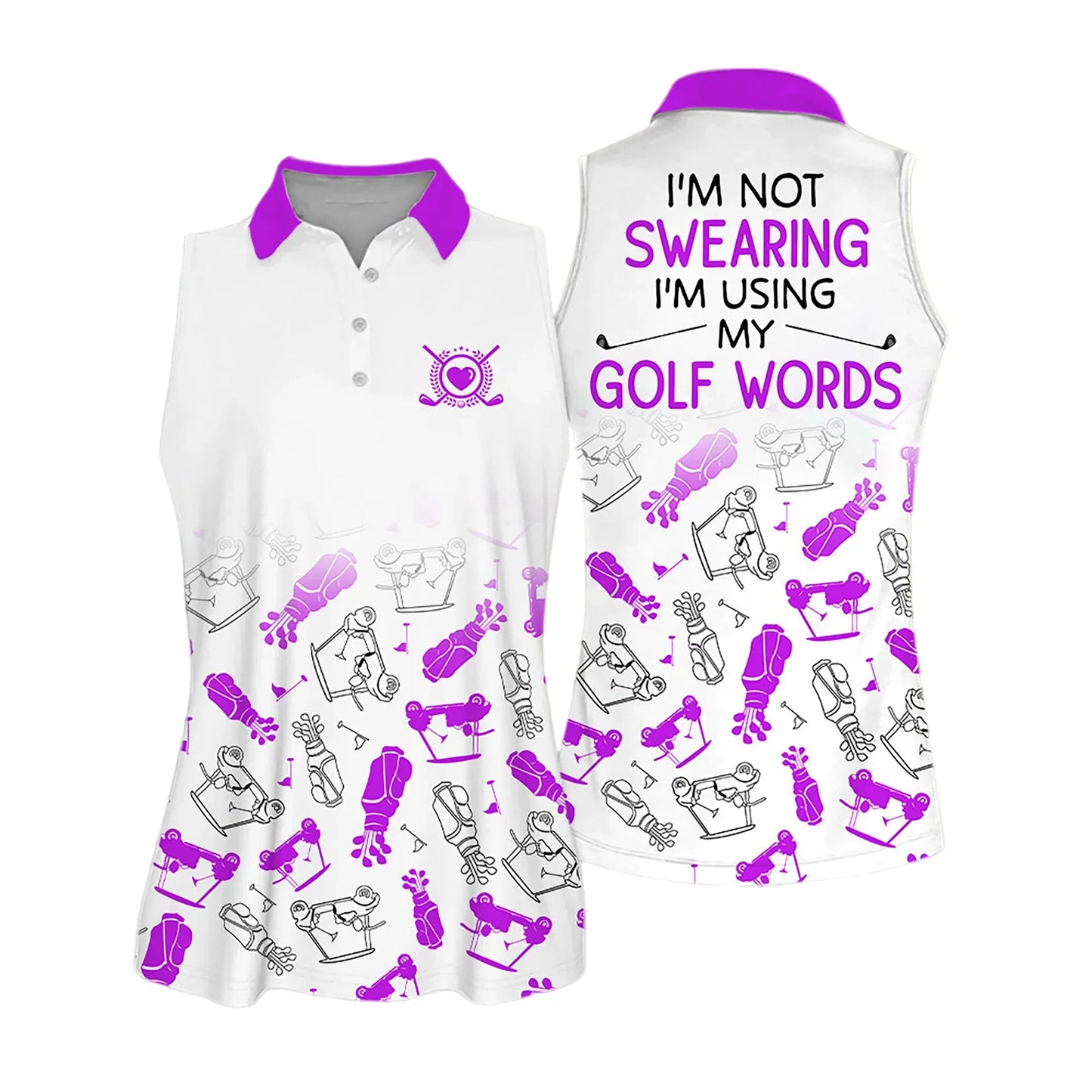 Golf Women Polo Shirt, Golf Symbol Pattern I'm Using My Golf Words Multicolor Women Polo Shirt - Gift For Mother's Day, Golfers, Female, Golf Lovers - Amzanimalsgift