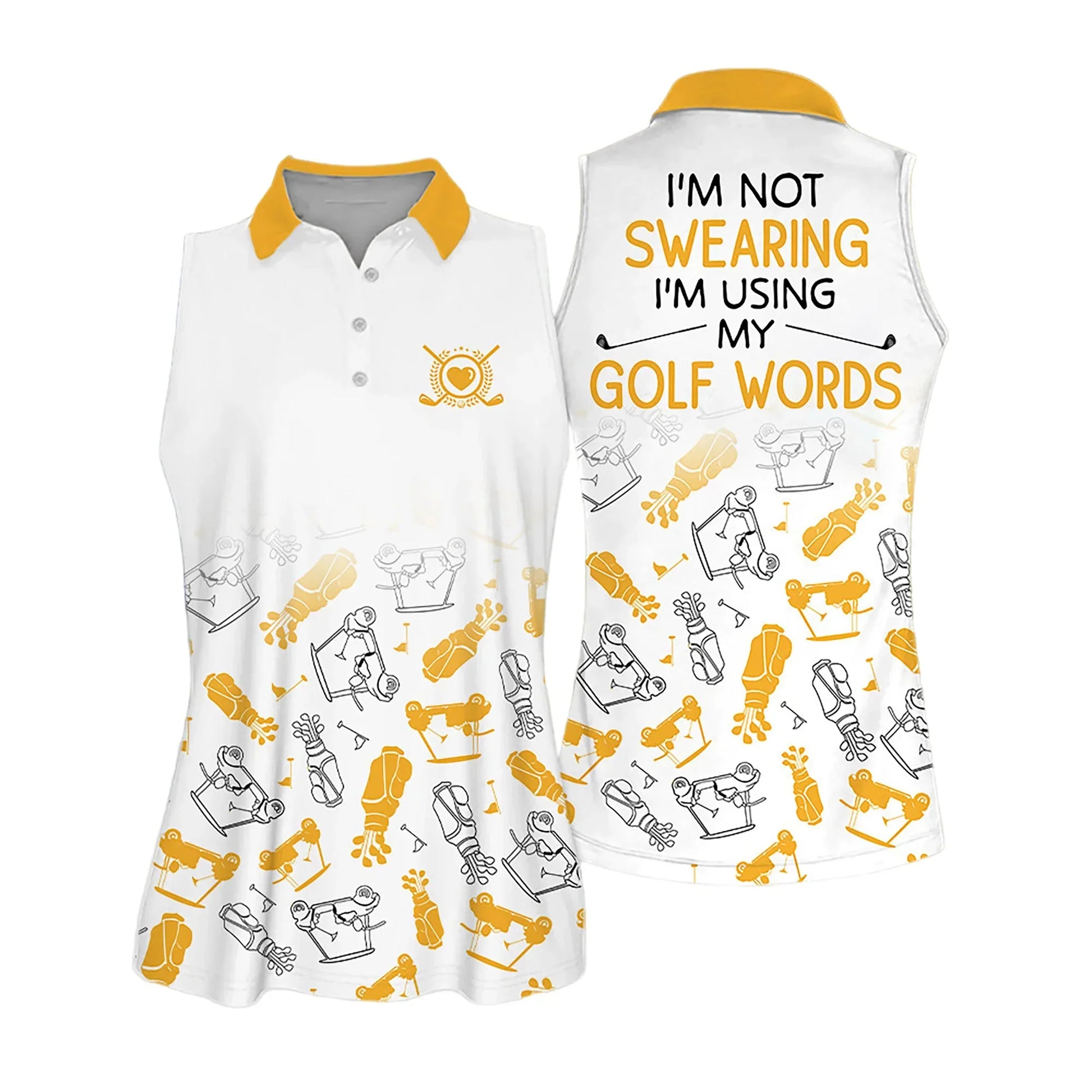 Golf Women Polo Shirt, Golf Symbol Pattern I'm Using My Golf Words Multicolor Women Polo Shirt - Gift For Mother's Day, Golfers, Female, Golf Lovers - Amzanimalsgift