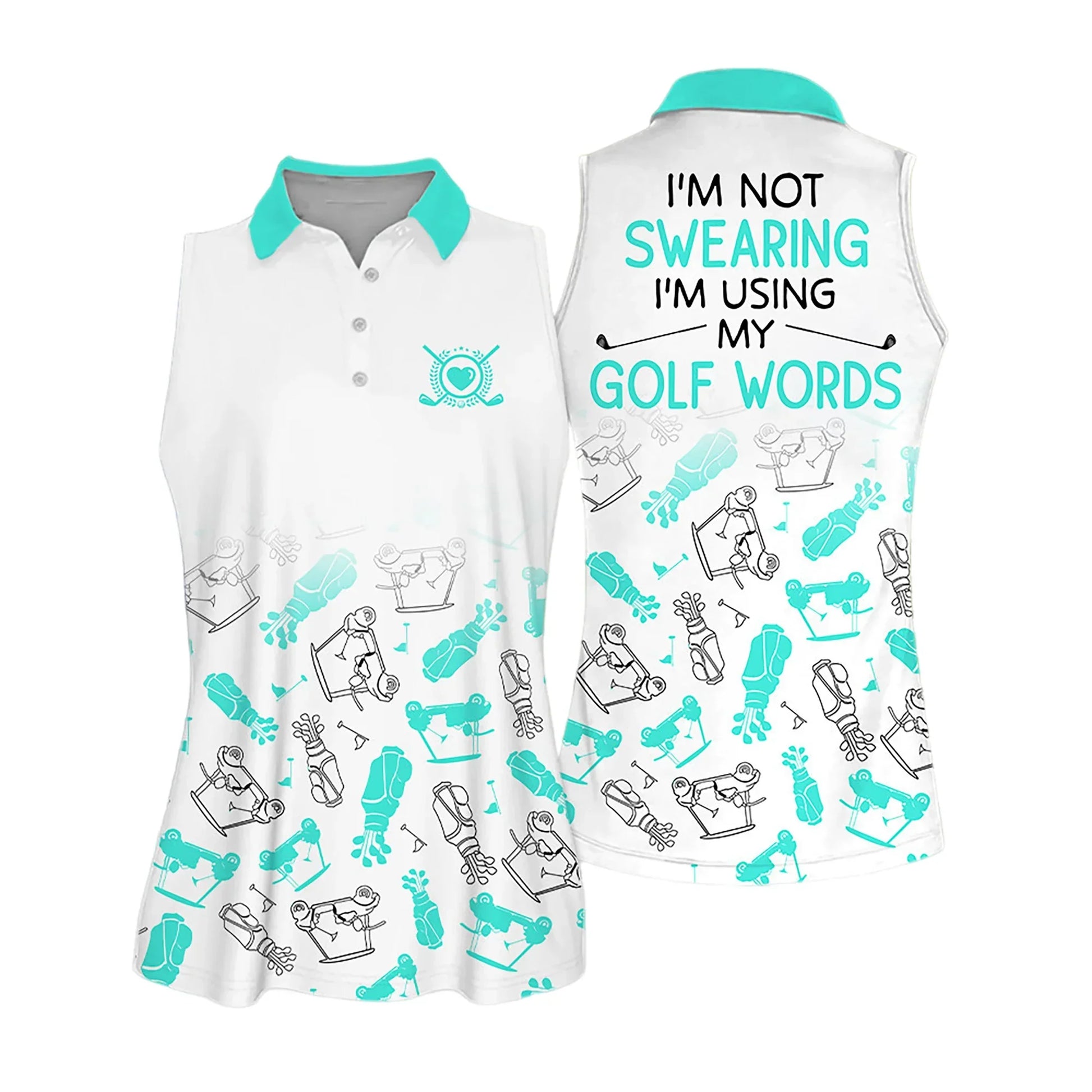 Golf Women Polo Shirt, Golf Symbol Pattern I'm Using My Golf Words Multicolor Women Polo Shirt - Gift For Mother's Day, Golfers, Female, Golf Lovers - Amzanimalsgift