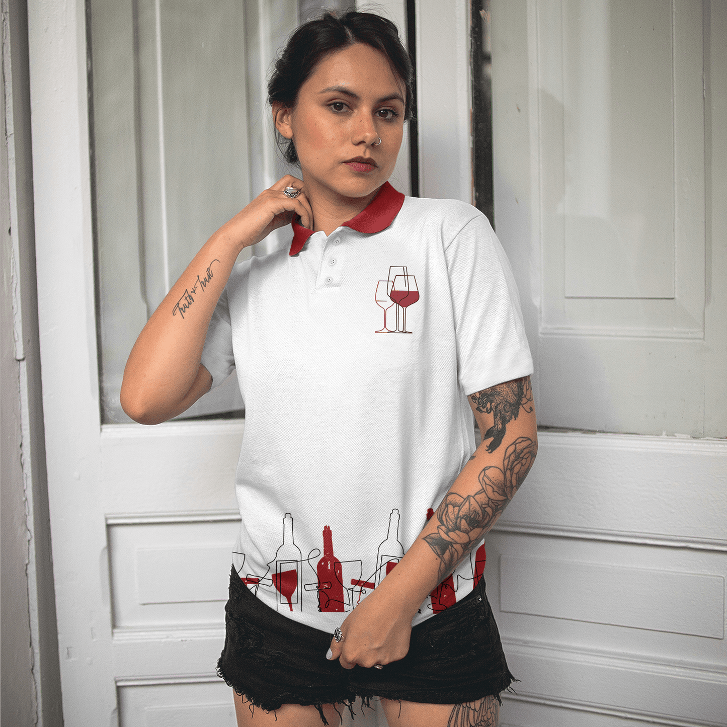 Golf Women Polo Shirt, Golfing From Nine To Wine White And Red Women Polo Shirts, Best Golf Gift For Wine Lovers, Female Golfers, Ladies, Golf Lovers - Amzanimalsgift