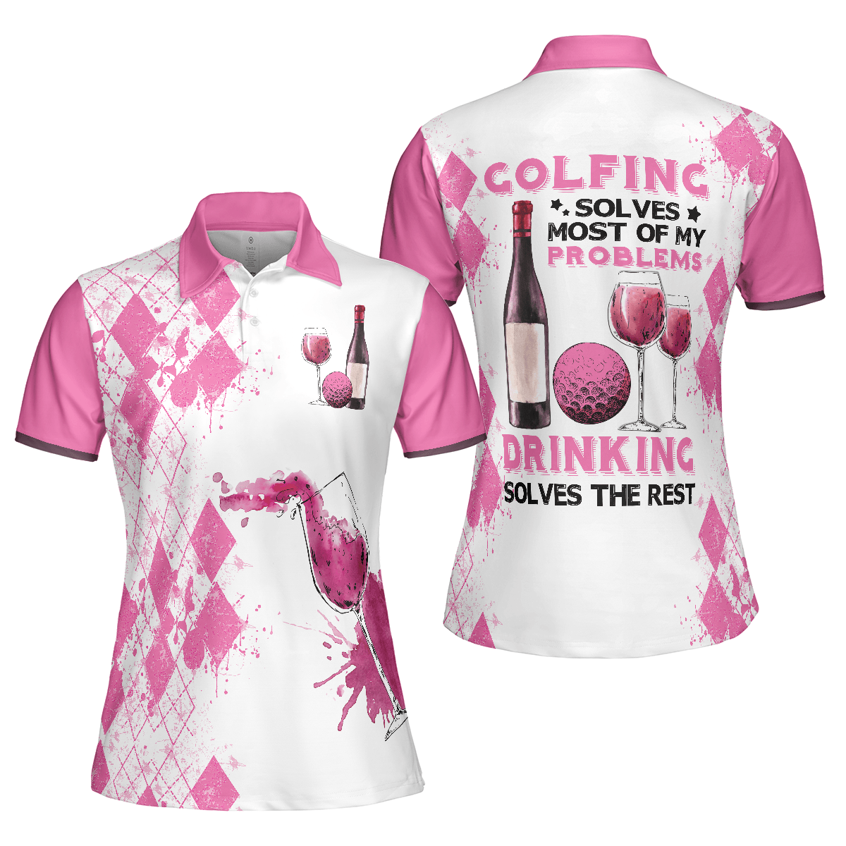 Golf Women Polo Shirt, Golfing Solves Most Of My Problems Drinking Solves The Rest, Golfing And Drinking Women Polo Shirts, Gift For Golfers, Ladies - Amzanimalsgift