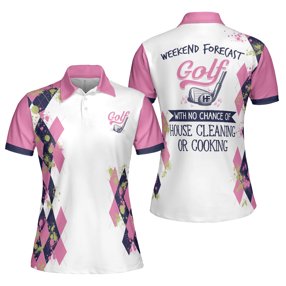 Golf Women Polo Shirt, Golfing Weekend Forecast Golf Pink And White Women Polo Shirts, Best Gift For Female Golfers, Ladies, Golf Lovers - Amzanimalsgift