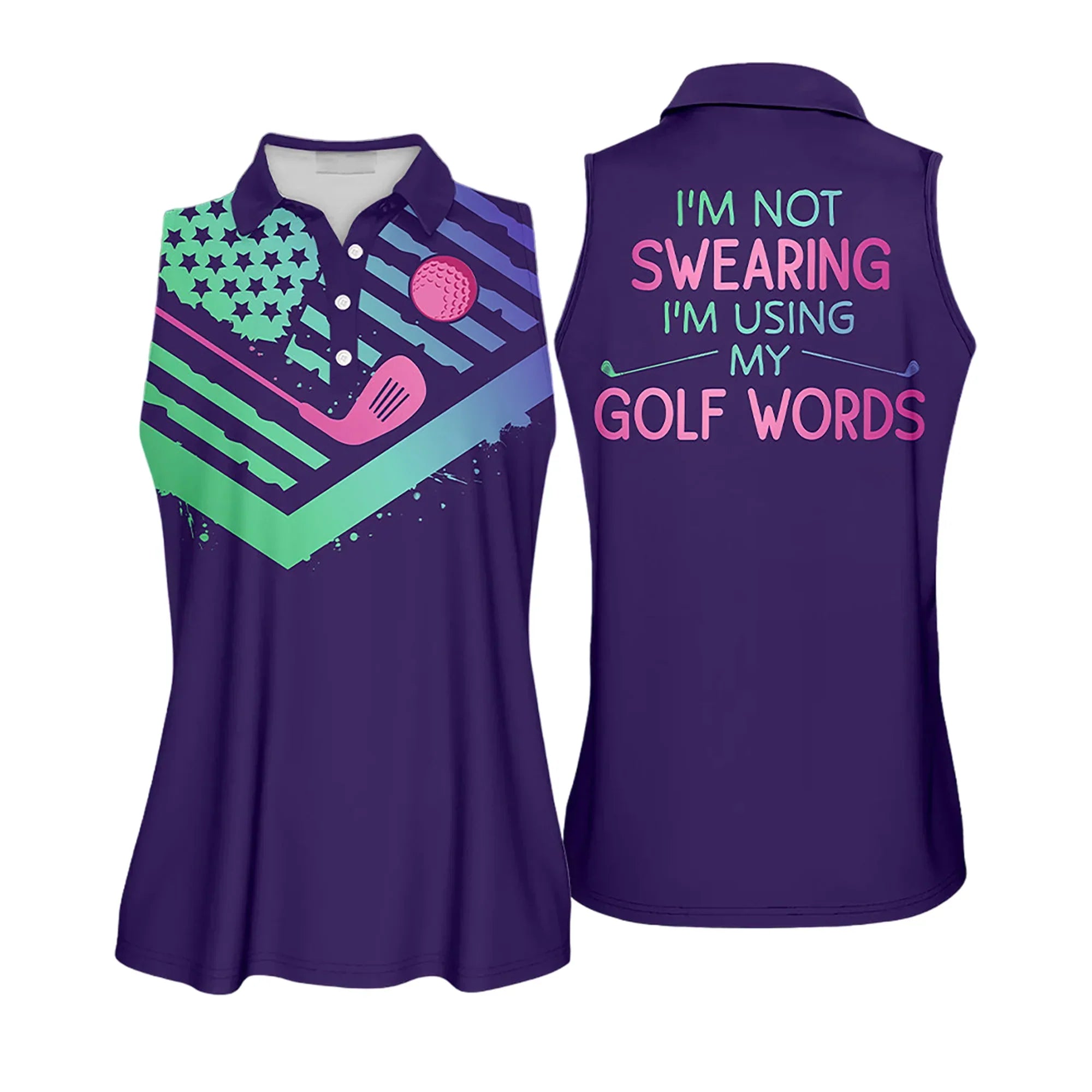 Golf Women Polo Shirt, Gradient American Flag I am Not Sweating I Am Using My Golf Words Women Polo Shirt - Gift For Golfers, Female, Golf Lovers - Amzanimalsgift