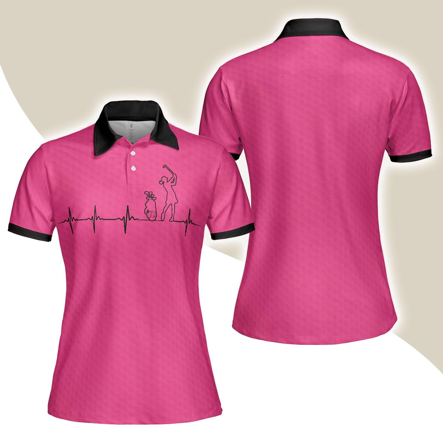 Golf Women Polo Shirt, Heartbeat Golf Lady Pink Golf Women Polo Shirts, Best Cool Gift For Golfers, Golf Lovers, Ladies - Amzanimalsgift