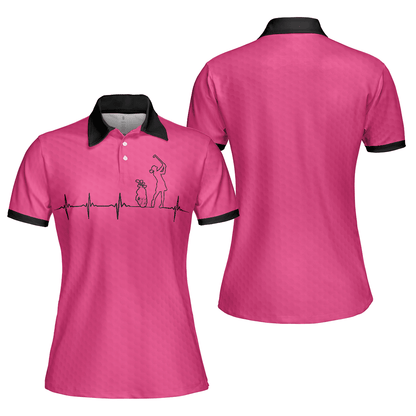 Golf Women Polo Shirt, Heartbeat Golf Lady Pink Golf Women Polo Shirts, Best Cool Gift For Golfers, Golf Lovers, Ladies - Amzanimalsgift