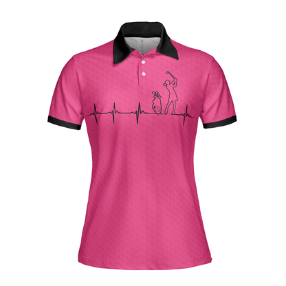 Golf Women Polo Shirt, Heartbeat Golf Lady Pink Golf Women Polo Shirts, Best Cool Gift For Golfers, Golf Lovers, Ladies - Amzanimalsgift