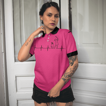 Golf Women Polo Shirt, Heartbeat Golf Lady Pink Golf Women Polo Shirts, Best Cool Gift For Golfers, Golf Lovers, Ladies - Amzanimalsgift