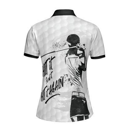 Golf Women Polo Shirt, Hit It Find It Hit It Again, Black And White Golf Women Polo Shirts, Best Cool Female Gift For Golfers, Golf Lovers, Ladies - Amzanimalsgift