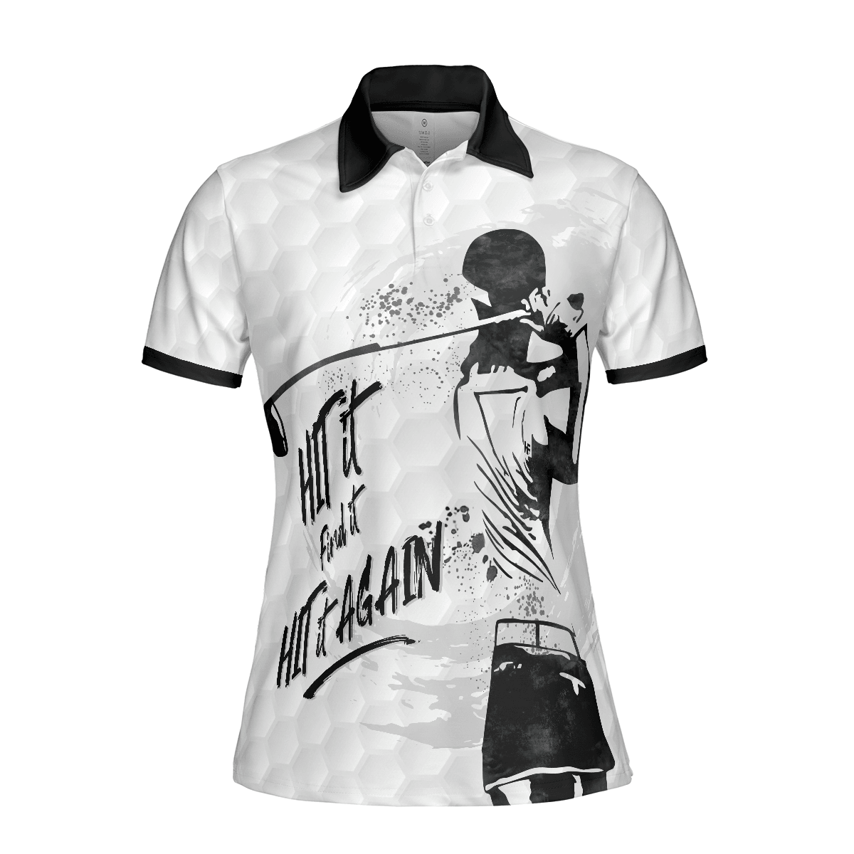 Golf Women Polo Shirt, Hit It Find It Hit It Again, Black And White Golf Women Polo Shirts, Best Cool Female Gift For Golfers, Golf Lovers, Ladies - Amzanimalsgift
