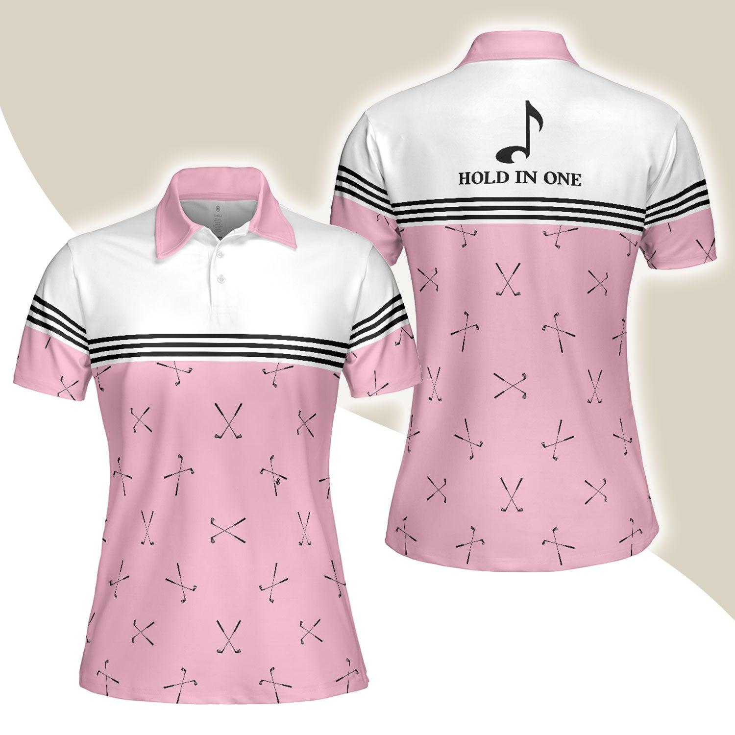 Golf Women Polo Shirt, Hole In One, Pink Golfing, Golf Clubs Repeat Pattern Women Polo Shirts, Best Female Gift For Golf Lovers, Ladies, Golfers - Amzanimalsgift