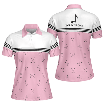 Golf Women Polo Shirt, Hole In One, Pink Golfing, Golf Clubs Repeat Pattern Women Polo Shirts, Best Female Gift For Golf Lovers, Ladies, Golfers - Amzanimalsgift