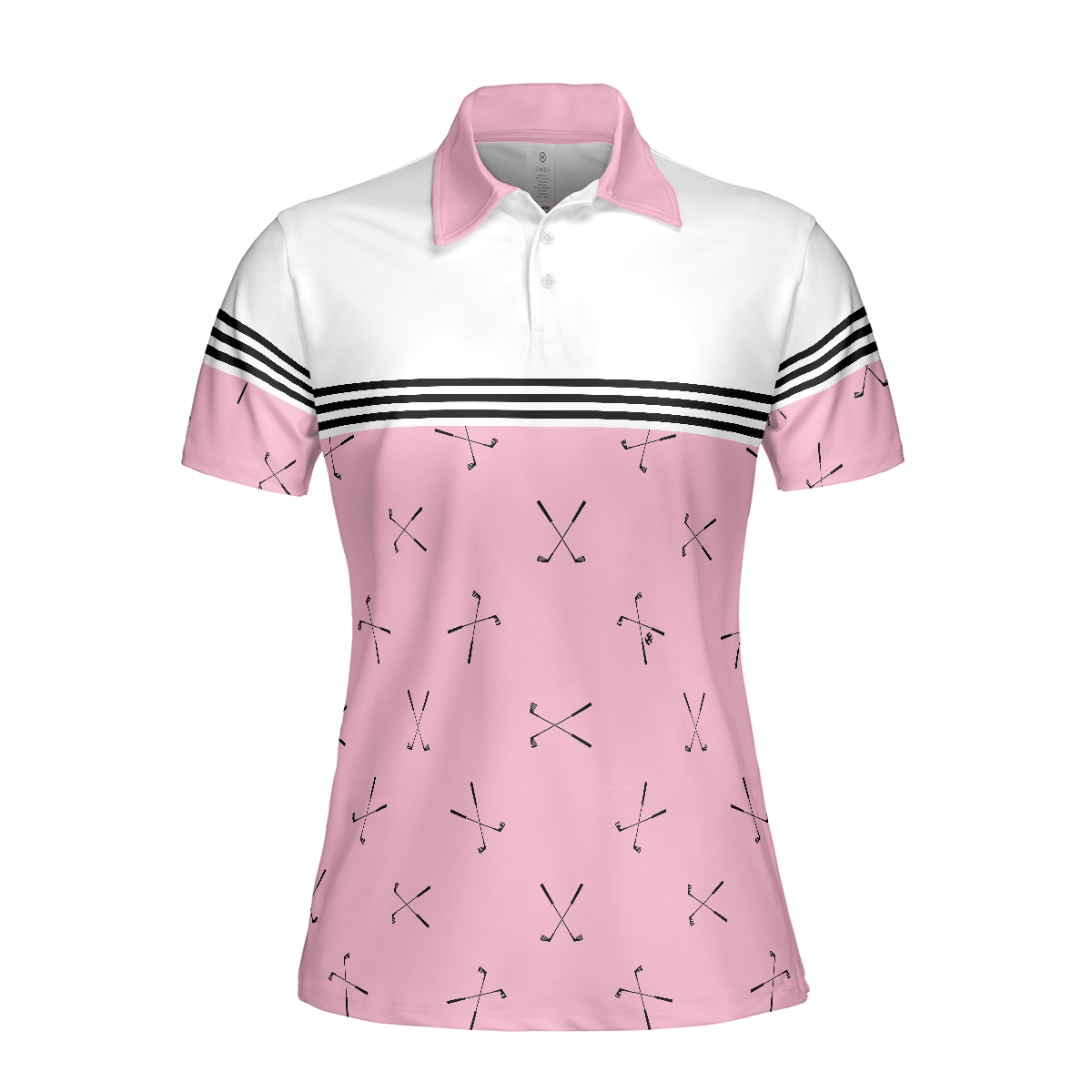 Golf Women Polo Shirt, Hole In One, Pink Golfing, Golf Clubs Repeat Pattern Women Polo Shirts, Best Female Gift For Golf Lovers, Ladies, Golfers - Amzanimalsgift