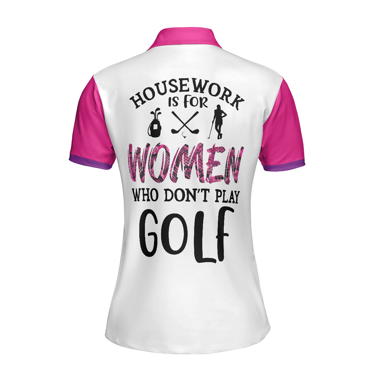 Golf Women Polo Shirt, Housework Is For Women Who Don't Play Golf, White And Pink Argyle Pattern Women Polo Shirts, Gift For Ladies, Golfers - Amzanimalsgift