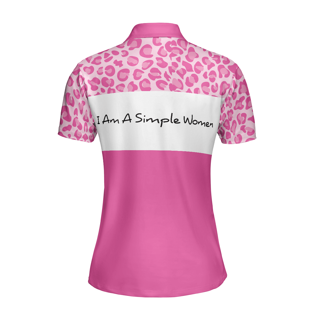 Golf Women Polo Shirt, I Am A Simple Woman Golf White And Pink Women Polo Shirts, Golfing Gift For Wine Lovers, Ladies, Female Golfers, Golf Lovers - Amzanimalsgift