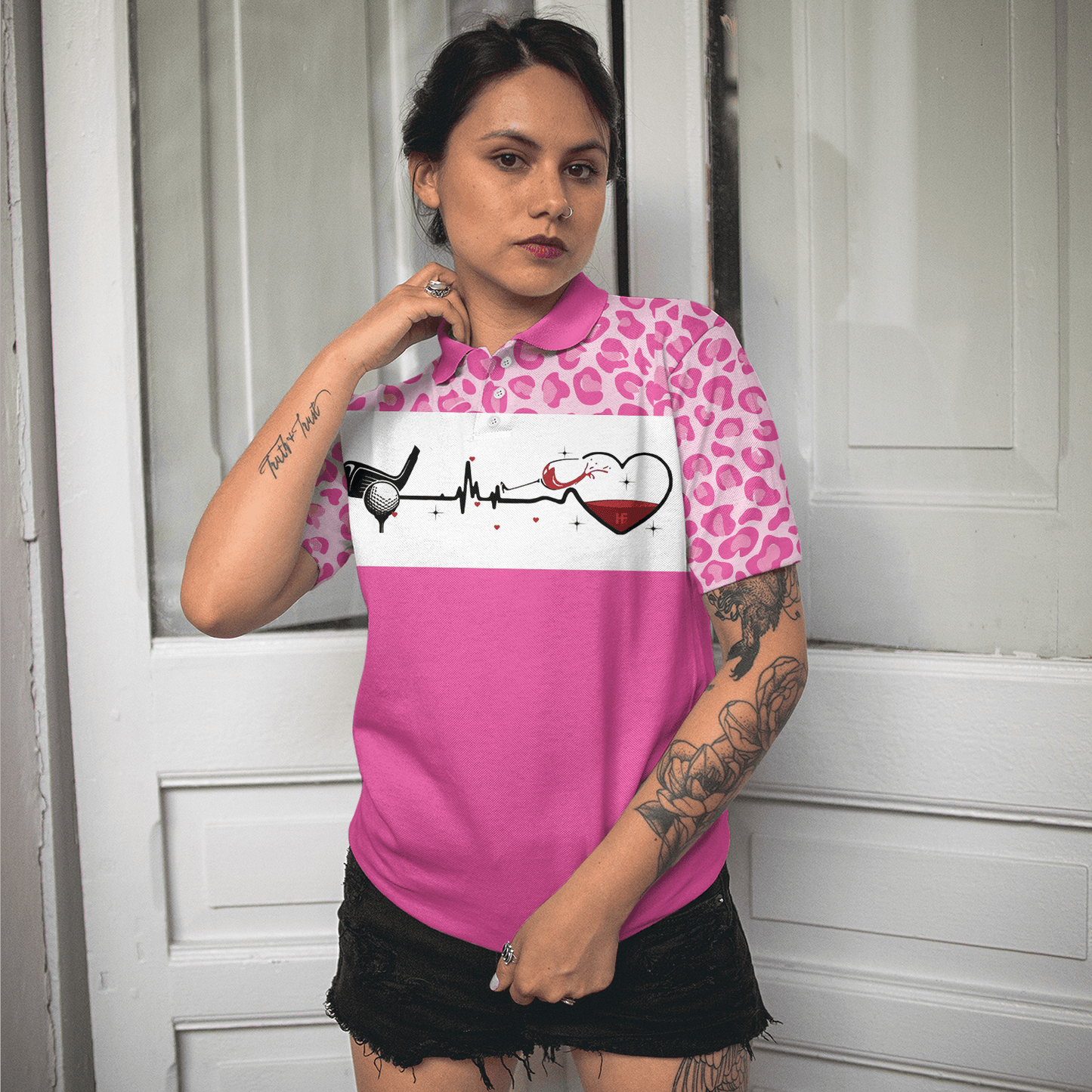 Golf Women Polo Shirt, I Am A Simple Woman Golf White And Pink Women Polo Shirts, Golfing Gift For Wine Lovers, Ladies, Female Golfers, Golf Lovers - Amzanimalsgift