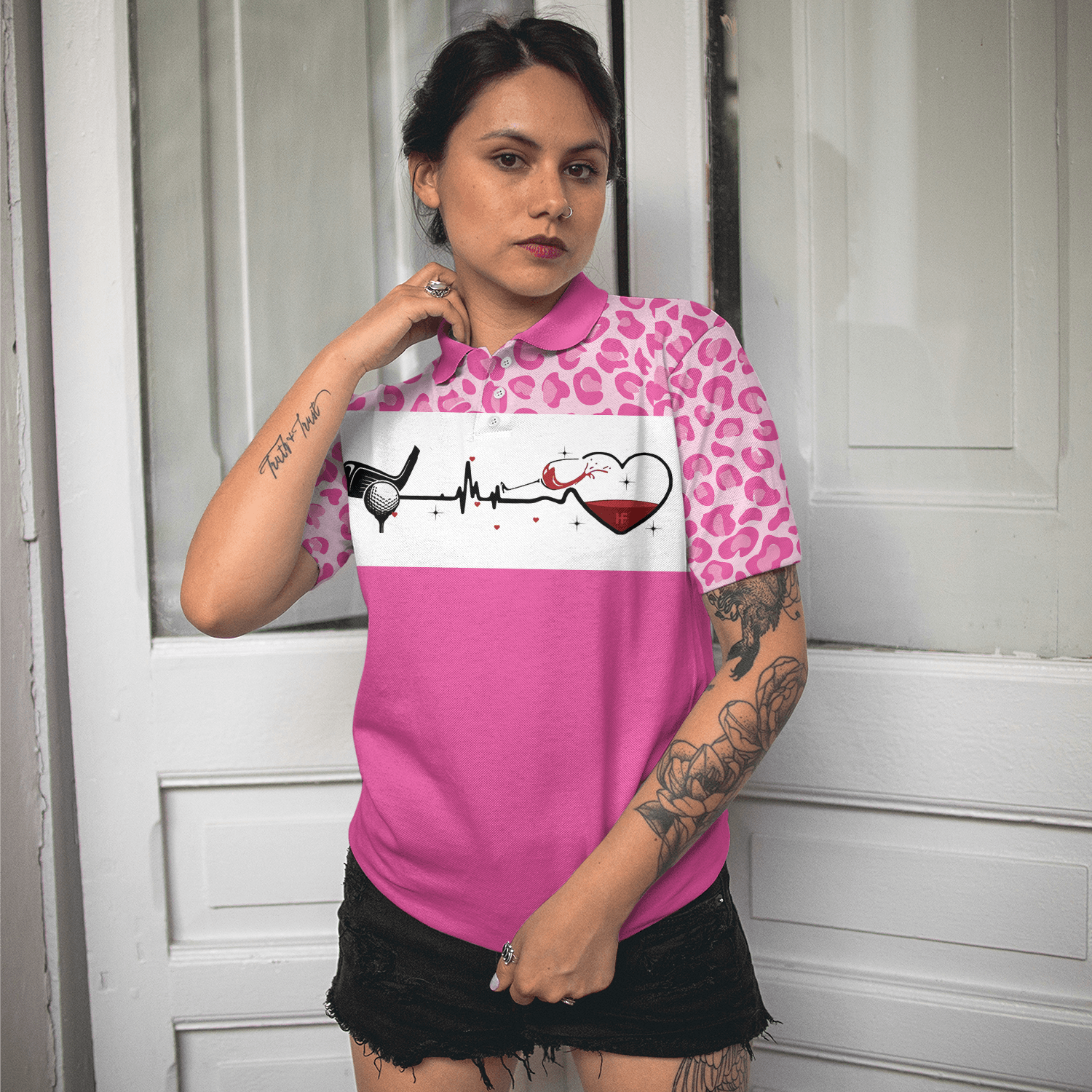 Golf Women Polo Shirt, I Am A Simple Woman Golf White And Pink Women Polo Shirts, Golfing Gift For Wine Lovers, Ladies, Female Golfers, Golf Lovers - Amzanimalsgift
