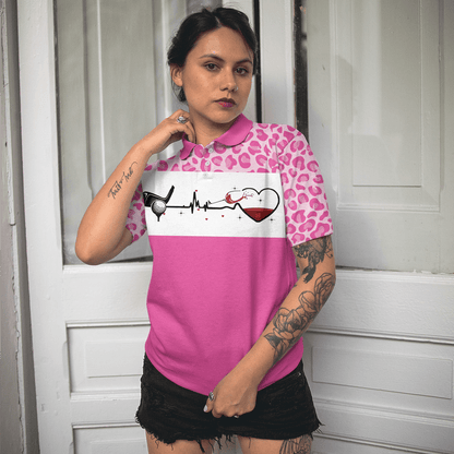 Golf Women Polo Shirt, I Am A Simple Woman Golf White And Pink Women Polo Shirts, Golfing Gift For Wine Lovers, Ladies, Female Golfers, Golf Lovers - Amzanimalsgift