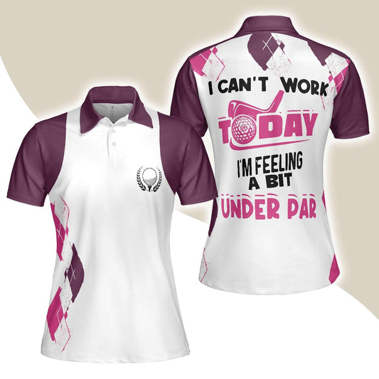 Golf Women Polo Shirt, I Can't Work Today I'm Feeling A Bit Under Par, Leopard Pattern White Purple Women Polo Shirts, Gift For Ladies, Female Golfers - Amzanimalsgift