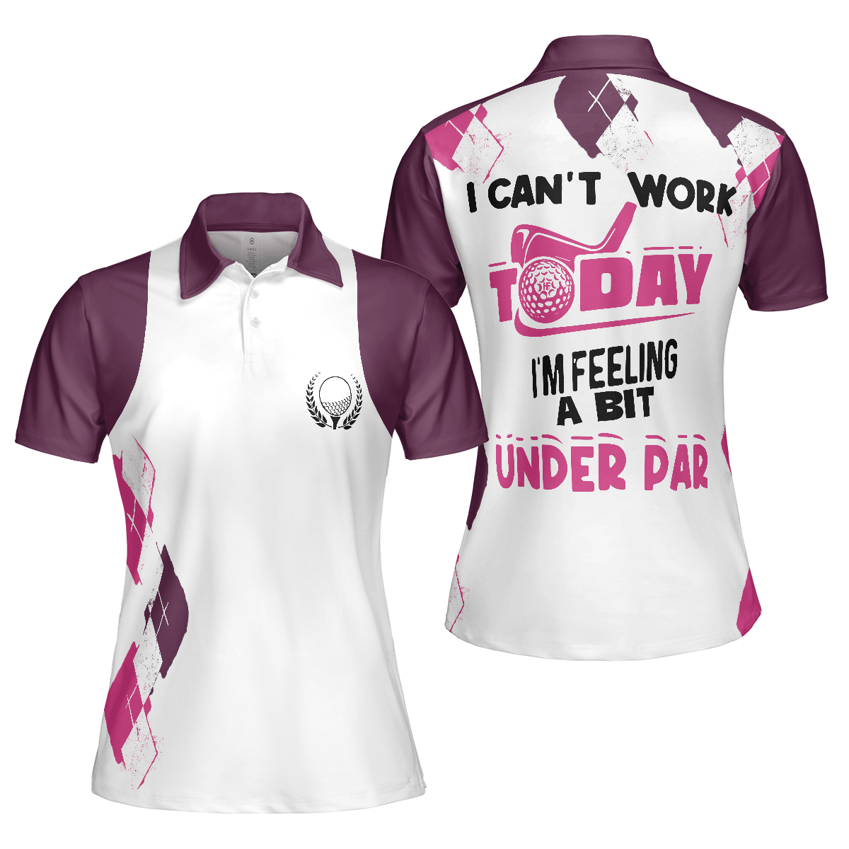 Golf Women Polo Shirt, I Can't Work Today I'm Feeling A Bit Under Par, Leopard Pattern White Purple Women Polo Shirts, Gift For Ladies, Female Golfers - Amzanimalsgift