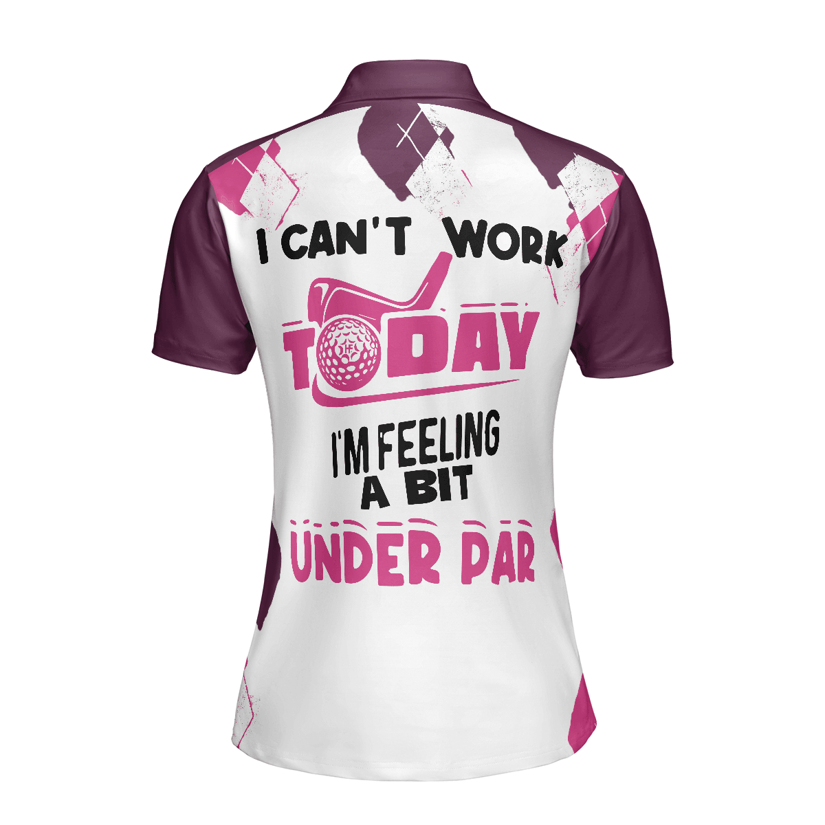 Golf Women Polo Shirt, I Can't Work Today I'm Feeling A Bit Under Par, Leopard Pattern White Purple Women Polo Shirts, Gift For Ladies, Female Golfers - Amzanimalsgift