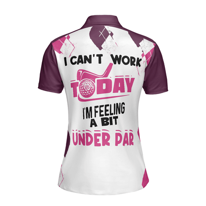 Golf Women Polo Shirt, I Can't Work Today I'm Feeling A Bit Under Par, Leopard Pattern White Purple Women Polo Shirts, Gift For Ladies, Female Golfers - Amzanimalsgift