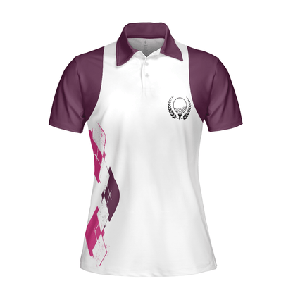 Golf Women Polo Shirt, I Can't Work Today I'm Feeling A Bit Under Par, Leopard Pattern White Purple Women Polo Shirts, Gift For Ladies, Female Golfers - Amzanimalsgift