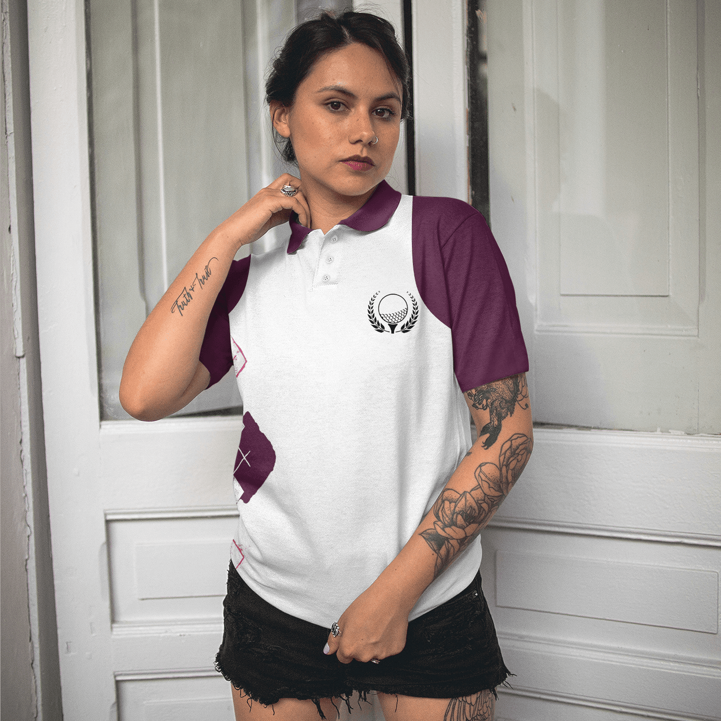Golf Women Polo Shirt, I Can't Work Today I'm Feeling A Bit Under Par, Leopard Pattern White Purple Women Polo Shirts, Gift For Ladies, Female Golfers - Amzanimalsgift
