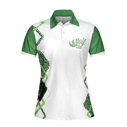 Golf Women Polo Shirt, I Canceled My Golf Game To Be Here, Leopard Pattern White Green Women Polo Shirts, Gift For Ladies, Female Golfers, Golf Lovers - Amzanimalsgift