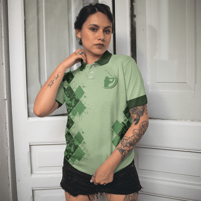 Golf Women Polo Shirt, I Know I Play Like A Girl Green, Argyle Pattern Women Polo Shirts, Golfing Gift For Ladies, Team Female Golfers, Golf Lovers - Amzanimalsgift