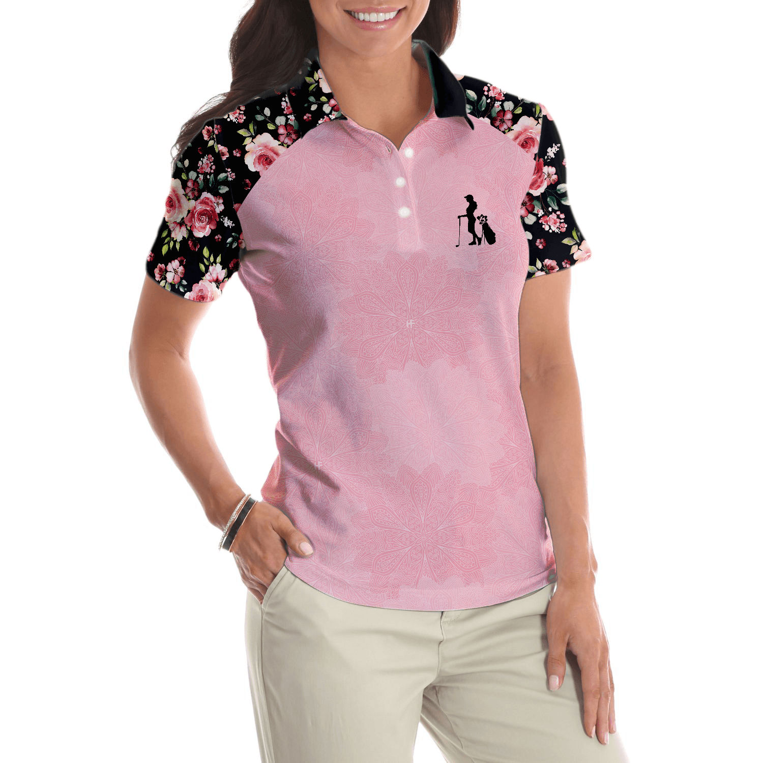 Golf Women Polo Shirt, I Know I Play Like A Girl Try To Keep Up, Elegant Flower Pattern Women Polo Shirts, Gift For Ladies, Female Golfers, Golf Lover - Amzanimalsgift