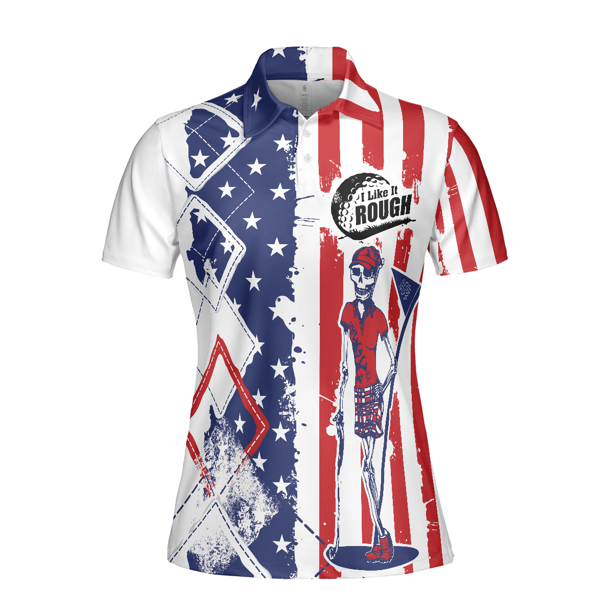 Golf Women Polo Shirt, I Like It Rough, Cool American Flag Argyle Pattern Women Polo Shirts, Best Golfing Gift For Ladies, Female Golfers, Golf Lovers - Amzanimalsgift