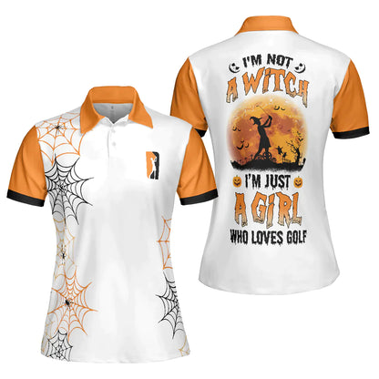 Golf Women Polo Shirt, I'm Not A Witch I'm Just A Girl Who Loves Golf Halloween Women Polo Shirts, Gift For Ladies, Golfers, Golf Lovers, Female - Amzanimalsgift