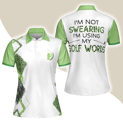 Golf Women Polo Shirt, I'm Not Swearing I'm Using My Golf Word, Leopard Green Argyle Pattern Women Polo Shirts, Gift For Ladies, Golfers, Golf Lovers - Amzanimalsgift