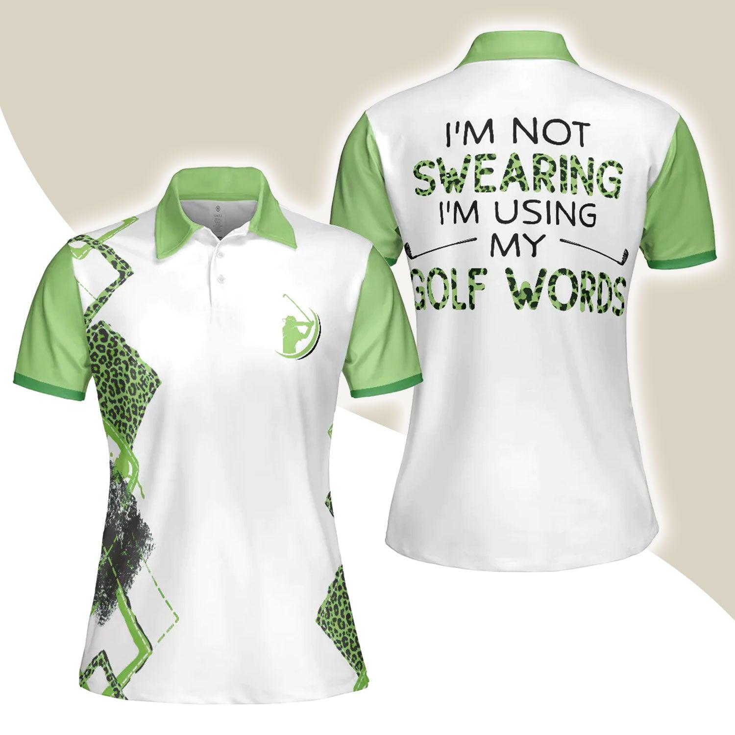 Golf Women Polo Shirt, I'm Not Swearing I'm Using My Golf Word, Leopard Green Argyle Pattern Women Polo Shirts, Gift For Ladies, Golfers, Golf Lovers - Amzanimalsgift