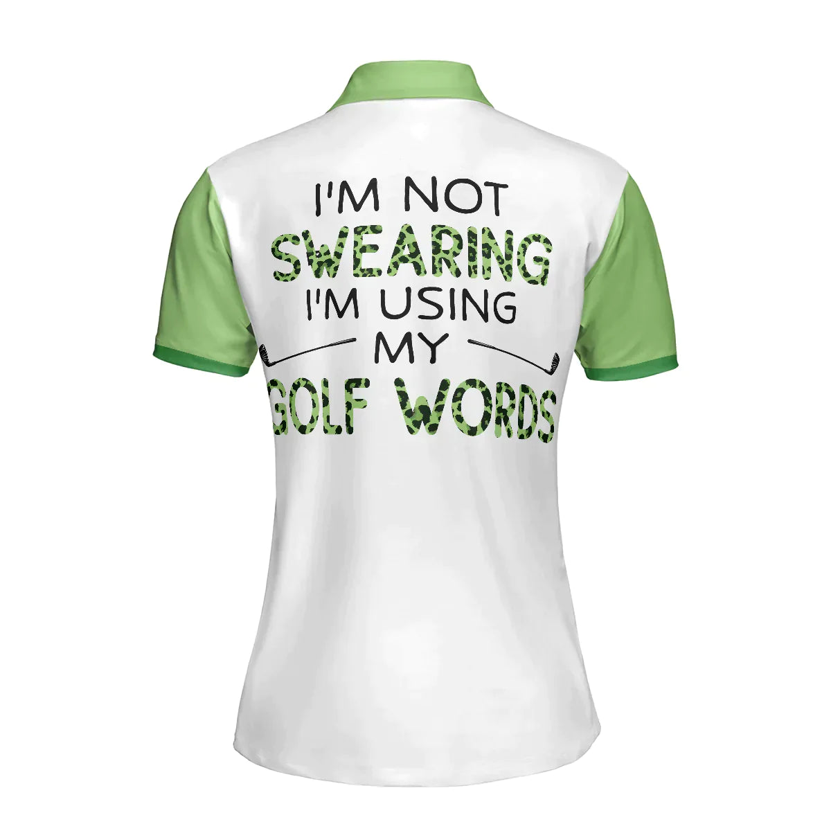Golf Women Polo Shirt, I'm Not Swearing I'm Using My Golf Word, Leopard Green Argyle Pattern Women Polo Shirts, Gift For Ladies, Golfers, Golf Lovers - Amzanimalsgift