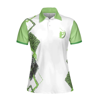Golf Women Polo Shirt, I'm Not Swearing I'm Using My Golf Word, Leopard Green Argyle Pattern Women Polo Shirts, Gift For Ladies, Golfers, Golf Lovers - Amzanimalsgift