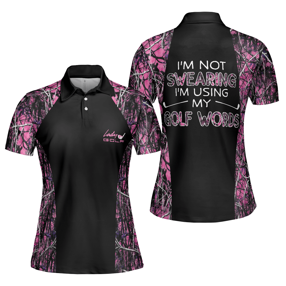 Golf Women Polo Shirt, I'm Not Swearing I'm Using My Golf Words Camouflage Pattern Golf Women Polo Shirts, Gift For Ladies, Female Golfers, Golf Lover - Amzanimalsgift