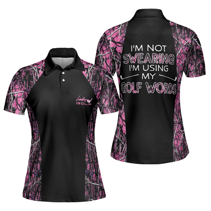 Golf Women Polo Shirt, I'm Not Swearing I'm Using My Golf Words Camouflage Pattern Golf Women Polo Shirts, Gift For Ladies, Female Golfers, Golf Lover - Amzanimalsgift