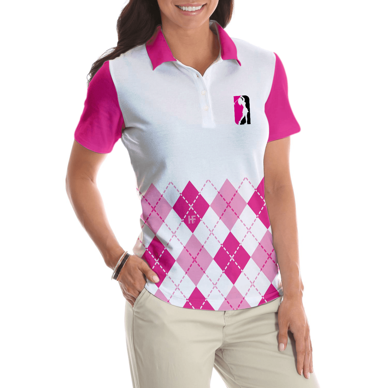 Golf Women Polo Shirt, I Never Lose At The 19th Hole, White And Pink Women Polo Shirts, Best Gift For Golf Lovers, Ladies, Female Golfers - Amzanimalsgift