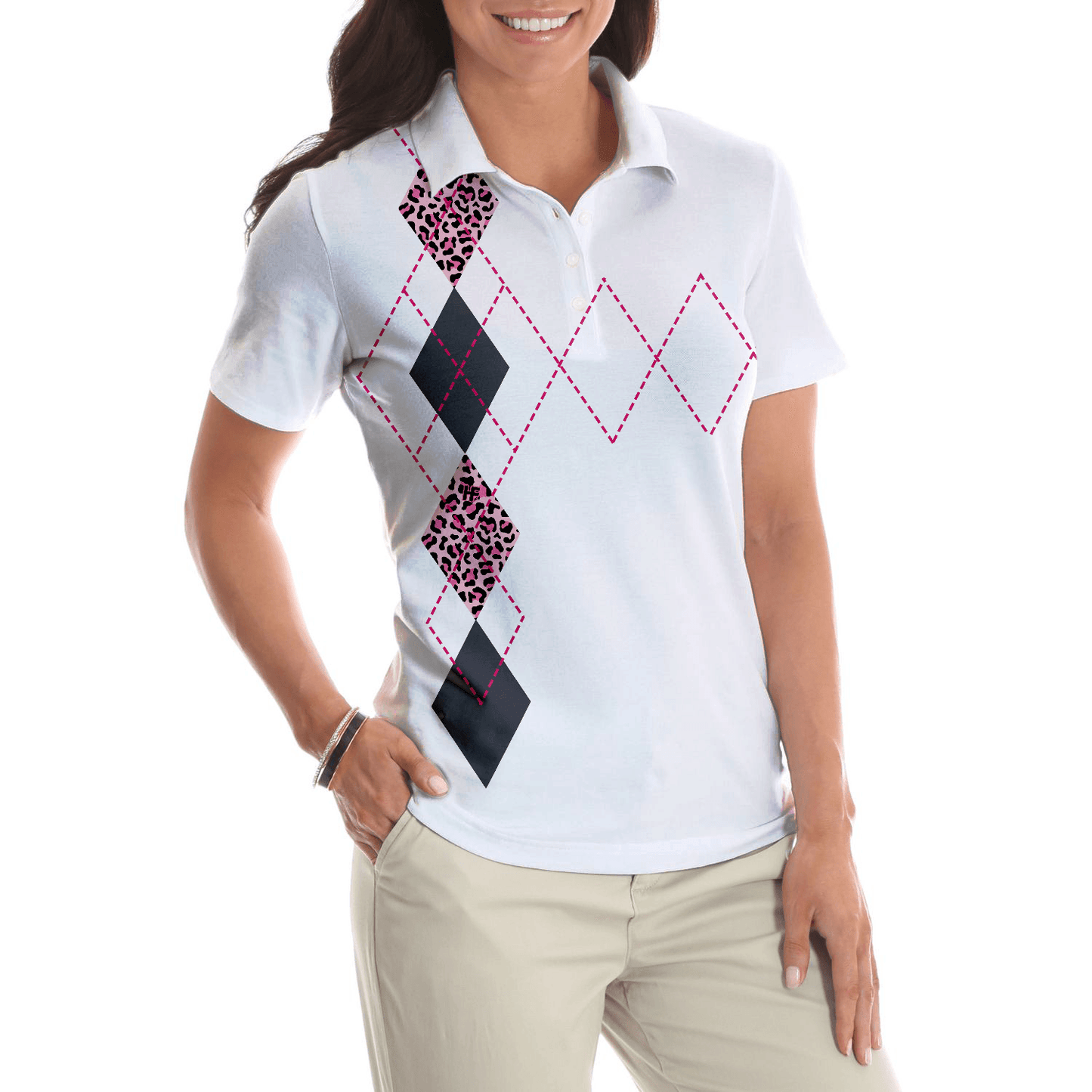 Golf Women Polo Shirt, I Only Work To Support My Golf Addiction, Funny White Pink Women Polo Shirts, Best Gift For Golf Lovers, Ladies, Female Golfers - Amzanimalsgift